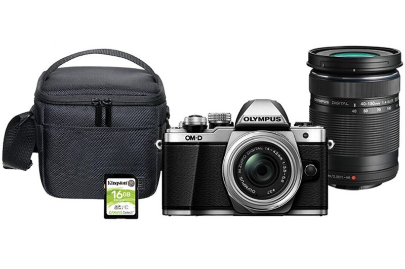 Appareil photo hybride OLYMPUS PACK E-M10 II SILVER + 14-42 + 40-150 + SACOCHE + SD 16GO